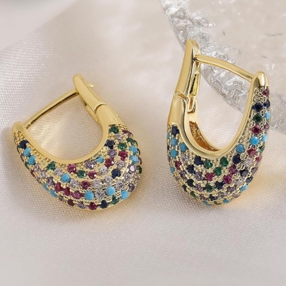 Zara Jewelry - Brittanie Gold Crystal Zirconia Hoop Earrings